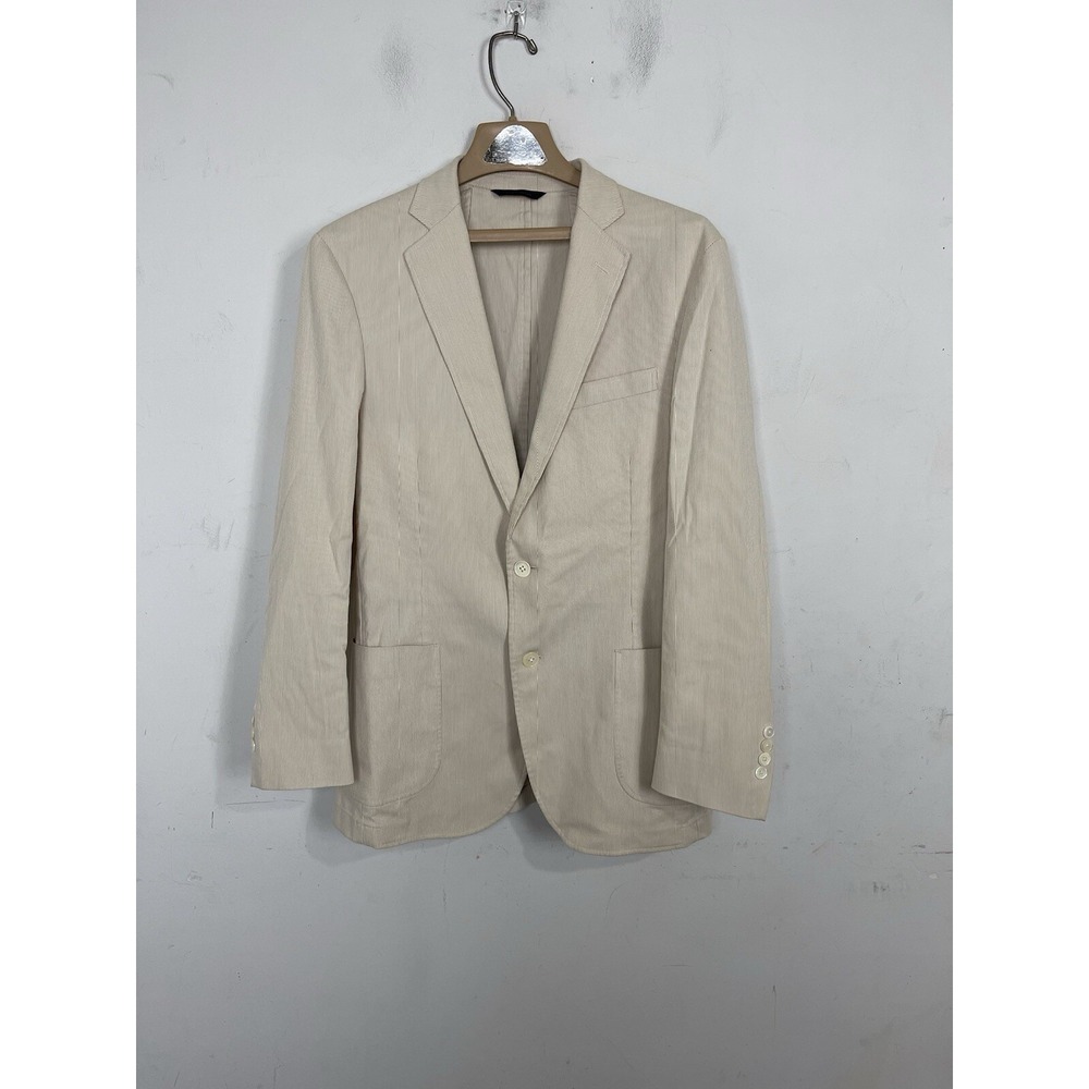 Brooks Brothers Men Blazer Small Beige Spring Wedding Regent Stripe Unstructured